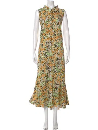Pre-owned Marni Printed Long Dress In Orange