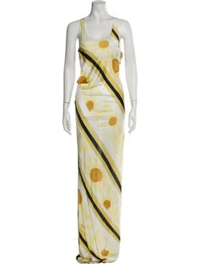 Pre-owned Marni Printed Long Dress In Yellow