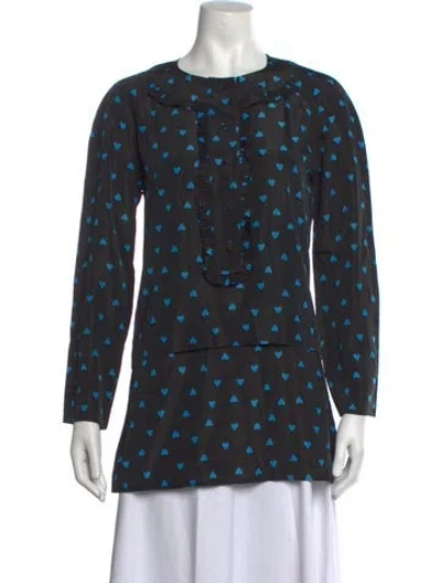 Pre-owned Marni Printed Long Sleeve Blouse In Black
