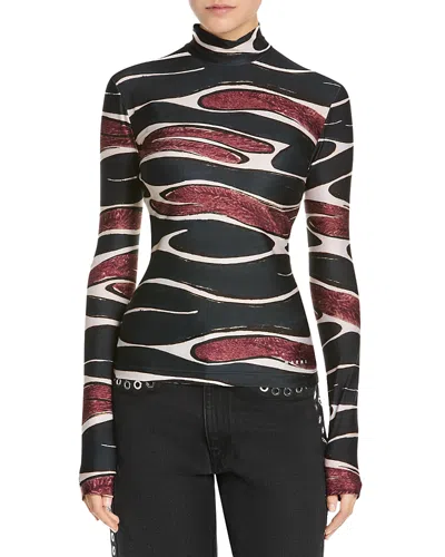 Marni Printed Long Sleeve T Shirt In Black