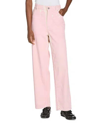 Marni Distressed High-rise Wide-leg Denim Jeans In Pink