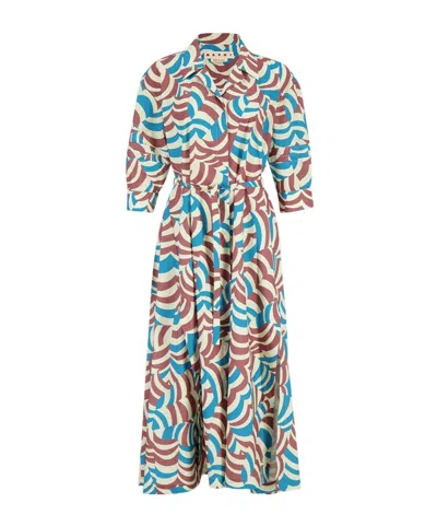 Marni Printed Midi Dress In Multi