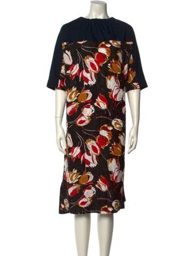 Pre-owned Marni Printed Midi Length Dress In Black