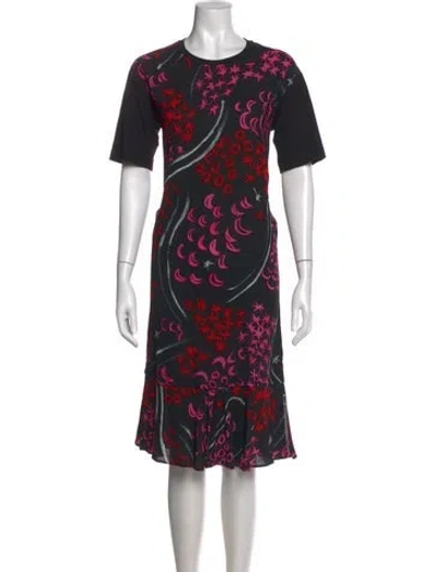 Pre-owned Marni Printed Midi Length Dress In Black