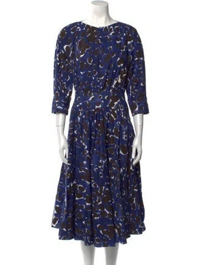Pre-owned Marni Printed Midi Length Dress In Blue