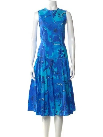 Pre-owned Marni Printed Midi Length Dress In Blue