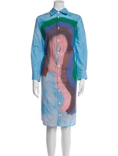 Pre-owned Marni Printed Midi Length Dress In Blue