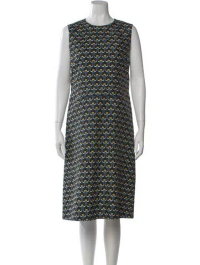 Pre-owned Marni Printed Midi Length Dress In Blue