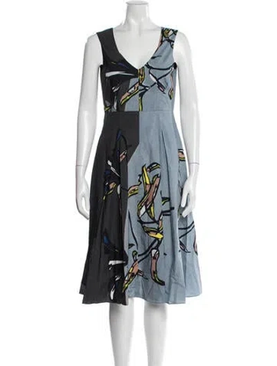 Pre-owned Marni Printed Midi Length Dress In Blue