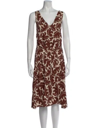 Pre-owned Marni Printed Midi Length Dress In Brown
