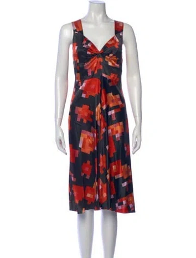Pre-owned Marni Printed Midi Length Dress In Gray