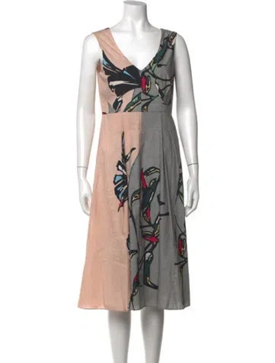 Pre-owned Marni Printed Midi Length Dress In Gray