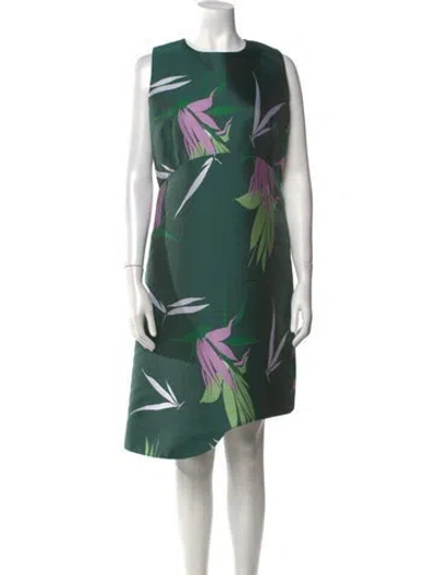 Pre-owned Marni Printed Midi Length Dress In Green