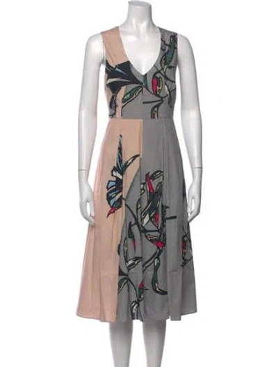 Pre-owned Marni Printed Midi Length Dress In Grey
