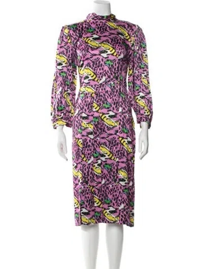 Pre-owned Marni Printed Midi Length Dress In Pink