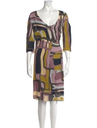 Pre-owned Marni Printed Midi Length Dress In Purple
