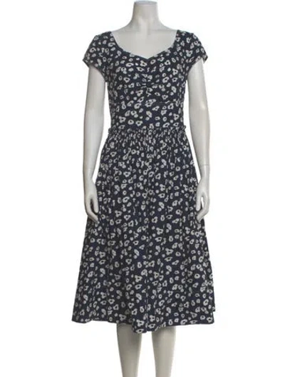 Pre-owned Marni Printed Midi Length Dress W/ Tags In Blue