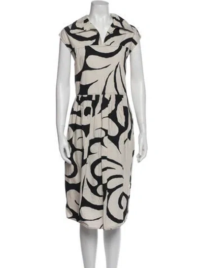 Pre-owned Marni Printed Midi Length Dress In White