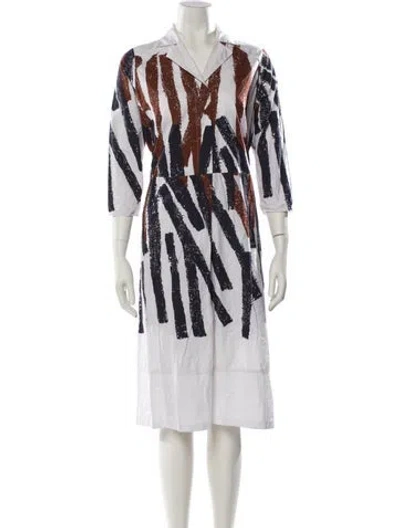 Pre-owned Marni Printed Midi Length Dress In White