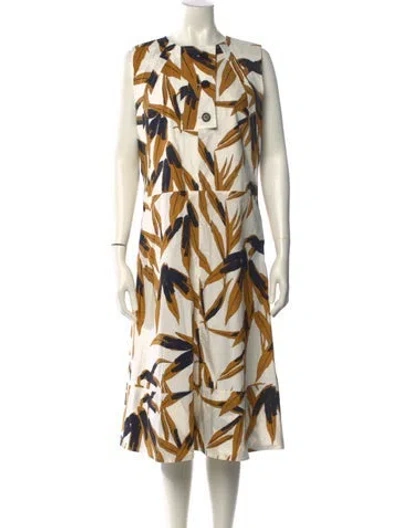 Pre-owned Marni Printed Midi Length Dress In White