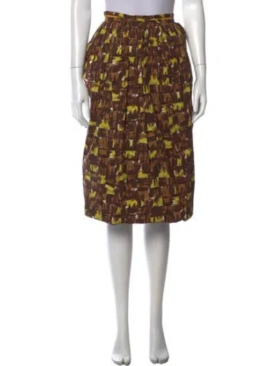 Pre-owned Marni Printed Midi Length Skirt In Brown/yellow