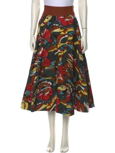 Pre-owned Marni Printed Midi Length Skirt In Green