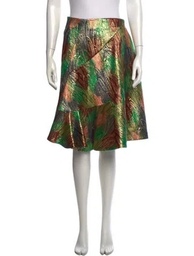 Pre-owned Marni Printed Midi Length Skirt In Green/metallic