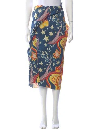 Pre-owned Marni Printed Midi Length Skirt W/ Tags In Blue