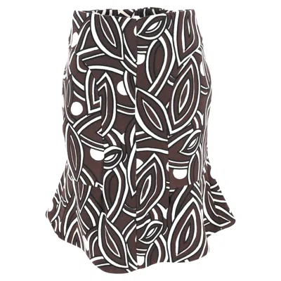 Marni Printed Midi Skirt In Brown Wool In Gray