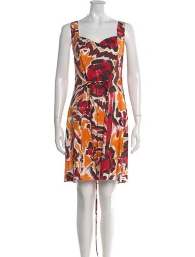 Pre-owned Marni Printed Mini Dress In Brown