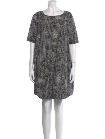 Pre-owned Marni Printed Mini Dress In Gray