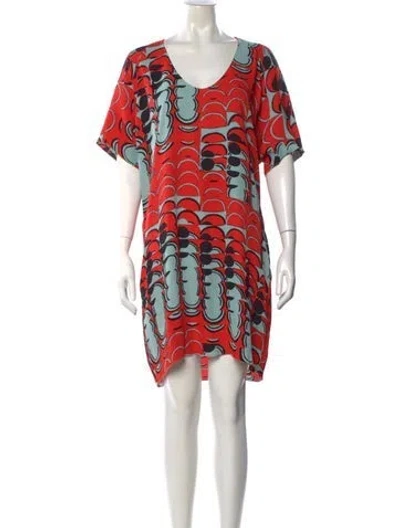 Pre-owned Marni Printed Mini Dress In Red