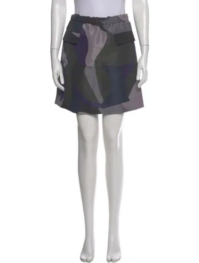 Pre-owned Marni Printed Mini Skirt In Gray
