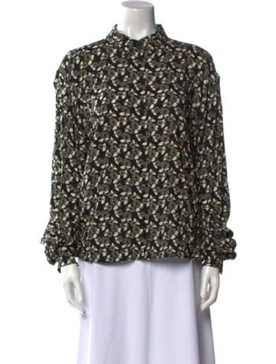 Pre-owned Marni Printed Mock Neck Blouse In Black
