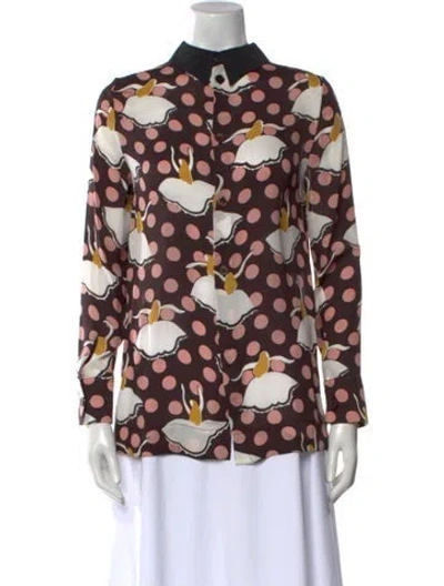 Pre-owned Marni Printed Mock Neck Blouse In Multi