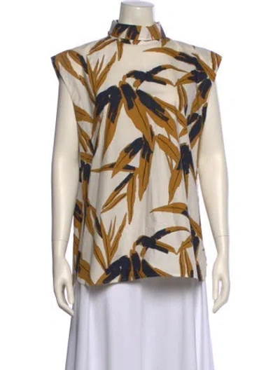 Pre-owned Marni Printed Mock Neck Blouse In Neutral