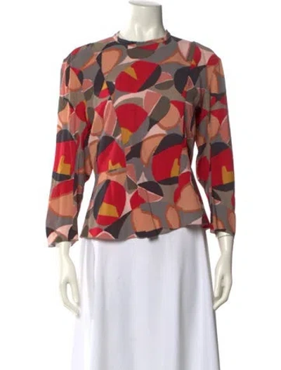 Pre-owned Marni Printed Mock Neck Blouse In Red