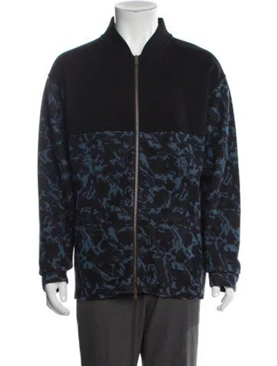 Pre-owned Marni Printed Mock Neck Cardigan In Blue