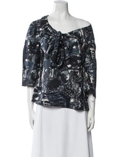 Pre-owned Marni Printed One-shoulder Blouse In Multi