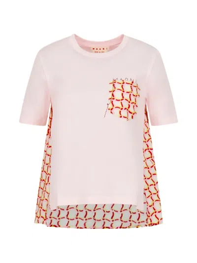 Marni Printed Pocket Back T-shirt In Pink