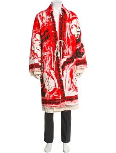 Pre-owned Marni Printed Poncho In Red