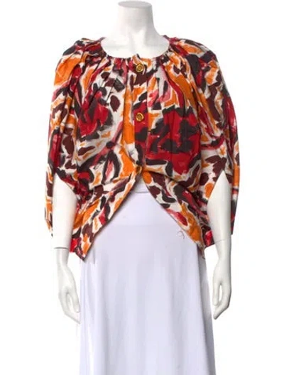 Pre-owned Marni Printed Scoop Neck Blouse In White