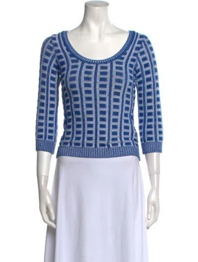 Pre-owned Marni Printed Scoop Neck Sweater In Blue