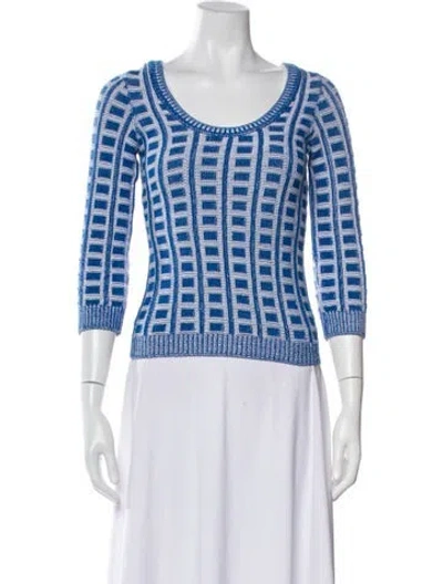 Pre-owned Marni Printed Scoop Neck Sweater In Blue