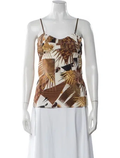 Pre-owned Marni Printed Scoop Neck Top In White