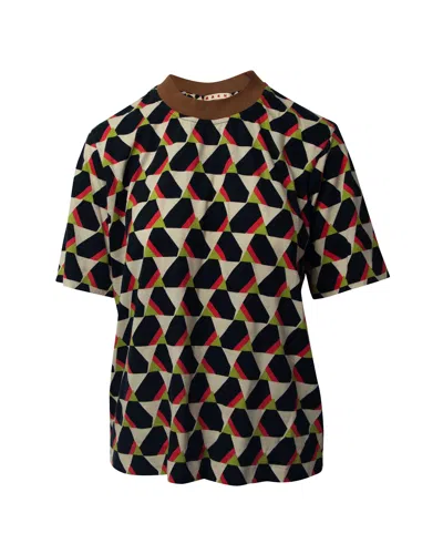 Marni Printed Short Sleeve Blouse In Multicolor Cotton