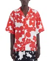 Marni Printed Short Sleeve Button Front Shirt In Crimson