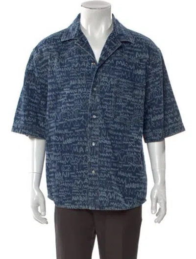 Pre-owned Marni Printed Short Sleeve Shirt W/ Tags In Blue