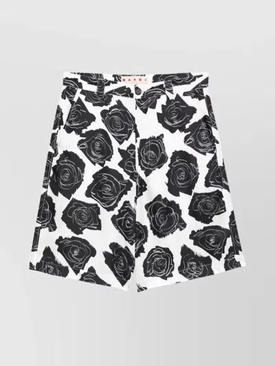 MARNI PRINTED SHORTS WITH POCKETS AND BELT LOOPS