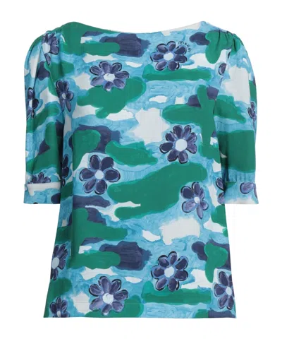 Marni Printed Short-sleeve Top In Blue